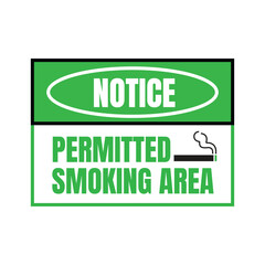 Permitted smoking area sign, smoking allowed here banner, designated smoking area sign