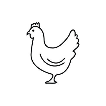 chicken icon. hen symbol. outline vector sign, linear pictogram isolated on white. logo illustration
