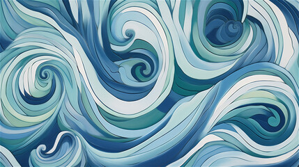 Generative AI, An abstract wave pattern in shades of blue, green, and white