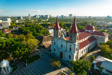 Iloilo City, Philippines - Morning aerial of Molo Church, also known as Saint Anne Parish Church....