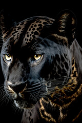 Obraz premium Impressive portrait photo of a very beautiful Black Panther, with beautiful brown eyes.