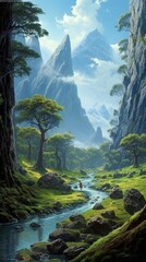 Stunning mountain landscape art