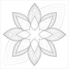 Delightful coloring page for mindful relaxation of the adult. Colouring page for therapy practice. Coloring sheet for fun project