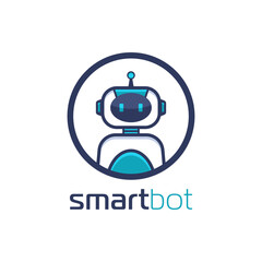 Illustration of a robot in circle frame. It is suitable for use as a robot or technology company mascot