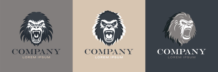 Gorilla Logo Set. Stallion Premium Vector Design Illustration.