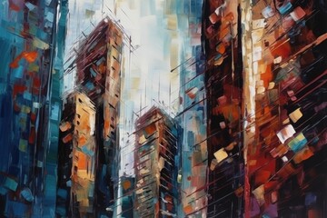Fototapeta na wymiar Impressions of the Cityscape: A Colorful Ode to Urban Skyscrapers - Generative AI 19