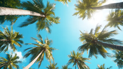 Obraz premium Coconut palm trees perspective view for background. Grnerative Ai.
