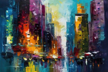 Fototapeta na wymiar Impressions of the Cityscape: A Colorful Ode to Urban Skyscrapers - Generative AI 8