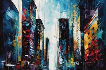 Fototapeta na wymiar Impressions of the Cityscape: A Colorful Ode to Urban Skyscrapers - Generative AI 3
