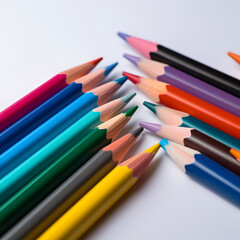 Naklejka premium Colored Pencils on White, Bold Colors. Generative AI