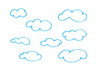 
It is a cloud line drawing drawn with a sky blue felt-tip pen.