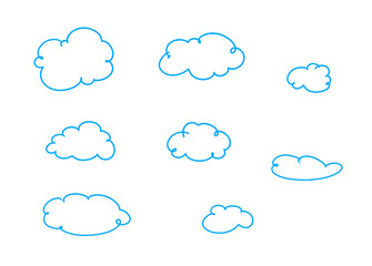 Fototapeta premium It is a cloud line drawing drawn with a sky blue felt-tip pen.