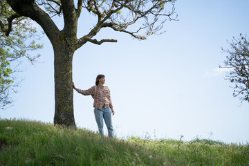 Woman  with trees