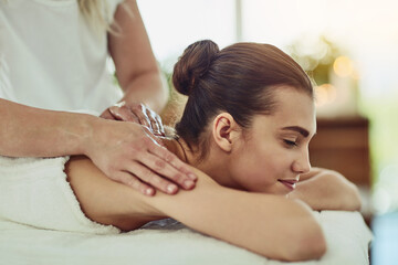 Relax, beauty and massage with woman in spa for wellness, luxury and cosmetics treatment. Skincare,...