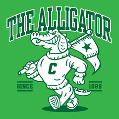 Crocodile Alligator Mascot Character Design in Sport Vintage Athletic Style Vector Design
