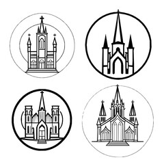 A set of vector icons. Logo of the Catholic Church