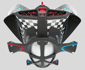 3D illustration of a conceptual flying multifunctional police quadcopter, designed for two passengers.