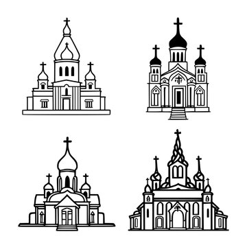 A set of vector icons. Logo of the Orthodox Church