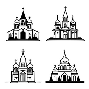 A set of vector icons. Logo of the Orthodox Church