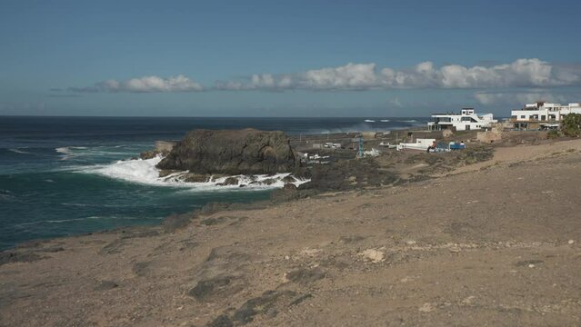 Waves and spectacular rocky coastline from El Cotillo, El Cotillo