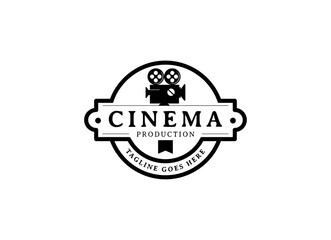 Cinema Logo Design. Movie logo. Roll film with camera logo design template. 