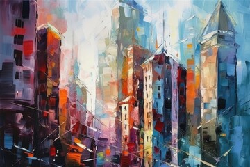 Fototapeta na wymiar A Symphony of Skyscrapers: An Abstract Portrait of City Living - Generative AI 2