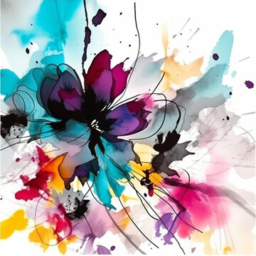 abstract art floral background, poster