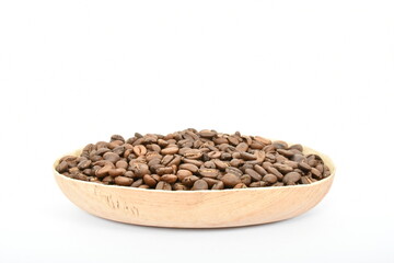 Organic roasted coffee beans isolated on white background stock images. copy space. close up.