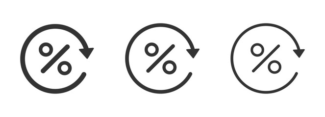 Loan percent refresh vector icons. Exchange fees vector signs set