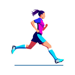 Fototapeta na wymiar Running woman character, vector illustration.