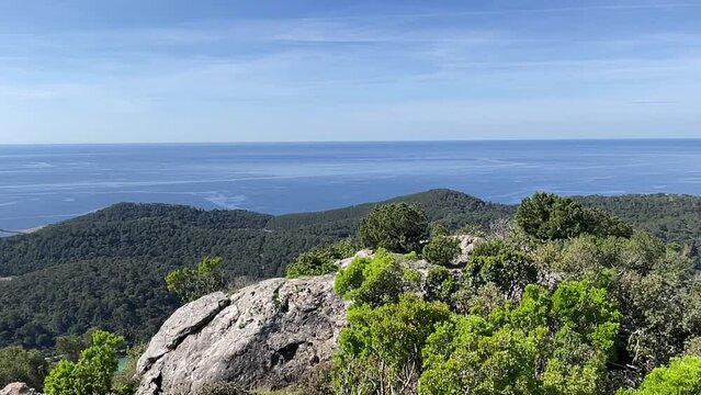 Panoramic view of two saltwater lakes in Mljet National Park, Croatia
