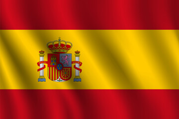 Obraz premium Spain Waving Flag Wind Effect Fabric Texture Vector Background Illustration