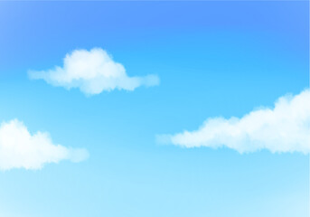 水彩風の青空と雲