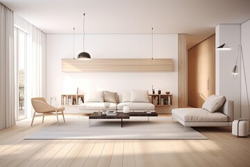 Modern Minimalist Living Room Retreat - AI Generated