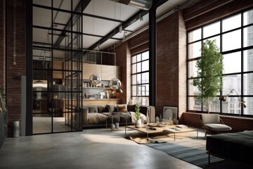 Plakat Industrial Loft Living at Its Finest - AI Generated