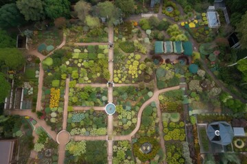 Aerial View of Expansive Botanical Garden - AI Generated
