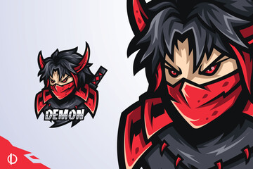 The Demon - Mascot & Esport logo template, All elements in this template are editable