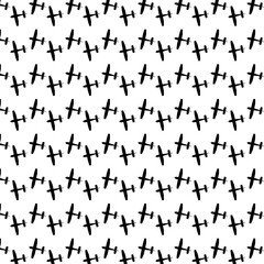 set of silhouettes of airplanes black and white sellouts  