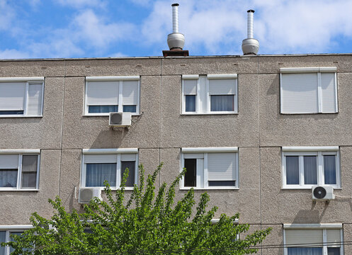 Windows of an apartment building in the city