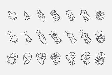 SET OF CUTE MOUSE CLICK CURSOR ICON. MOUSE POINTER SET