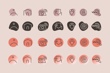 Business card icon set, contact information icon, Vector illustration.