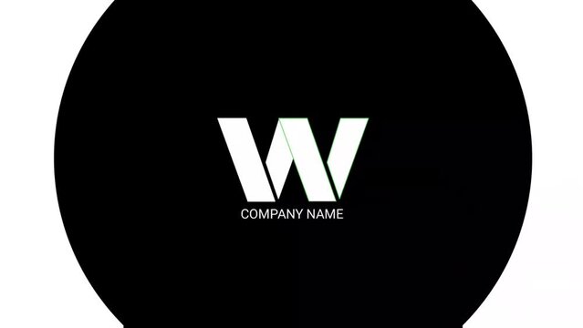 Alphabet word W or V, Logo animation. Letter W and VV icon animation with colorful light effect isolated on black background.