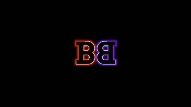 Alphabet word B, Logo animation. Letter B icon animation with colorful glow effect isolated on black background.