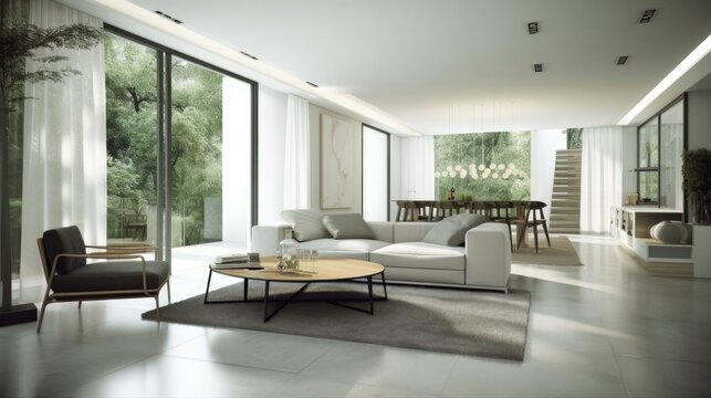 Modern Dining room Background. Contemporary Interior Design. Generative AI.