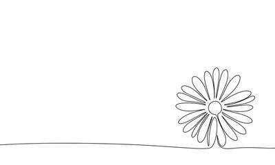 Hand drawn abstract flower. One line continuous beautiful flower. Line art bloom flower. Outline vector illustration.