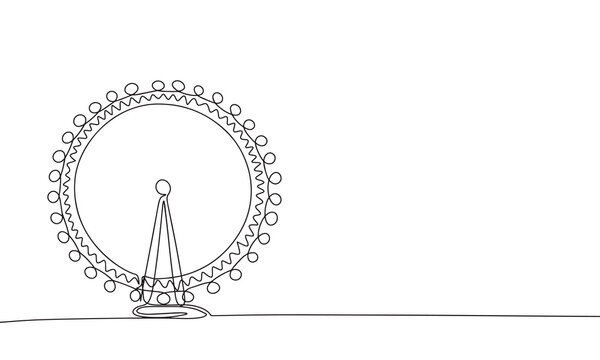 recommend clip art: Minimal Ferris wheel. One line continuous Ferris wheel. Line art attraction symbol. Outline vector illustration.
