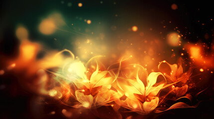 Beautiful golden flower background, generative ai.