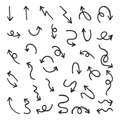 Set of hand drawn arrow vector