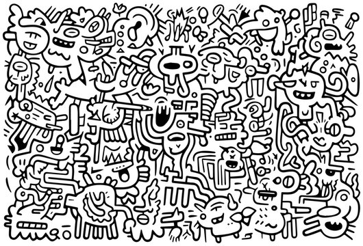 Fototapeta doodle hand drawn simple trendy wallpaper ,doodle art pattern vector