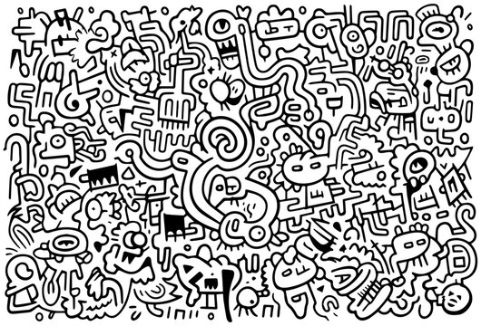 doodle hand drawn simple trendy wallpaper ,doodle art pattern vector